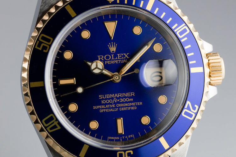 1991 Rolex Two-Tone Submariner 16613 Blue Dial