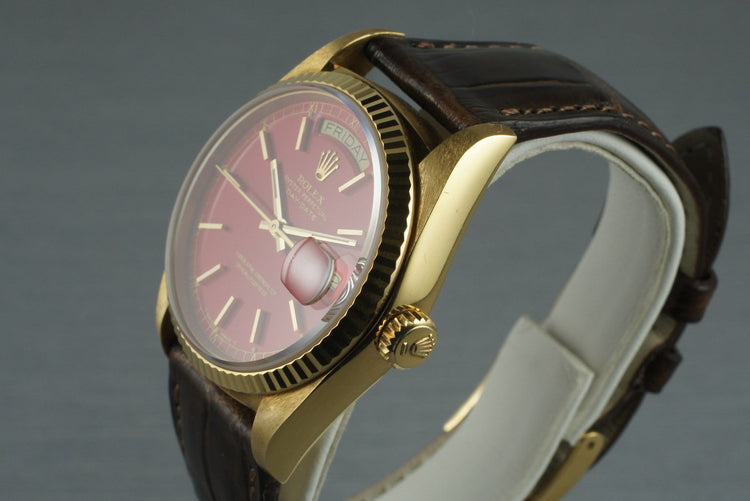 1986 Rolex 18K Day-Date 18038 with Red Stella Dial