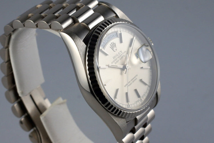 1995 Rolex WG Day-Date 18239 Silver Dial