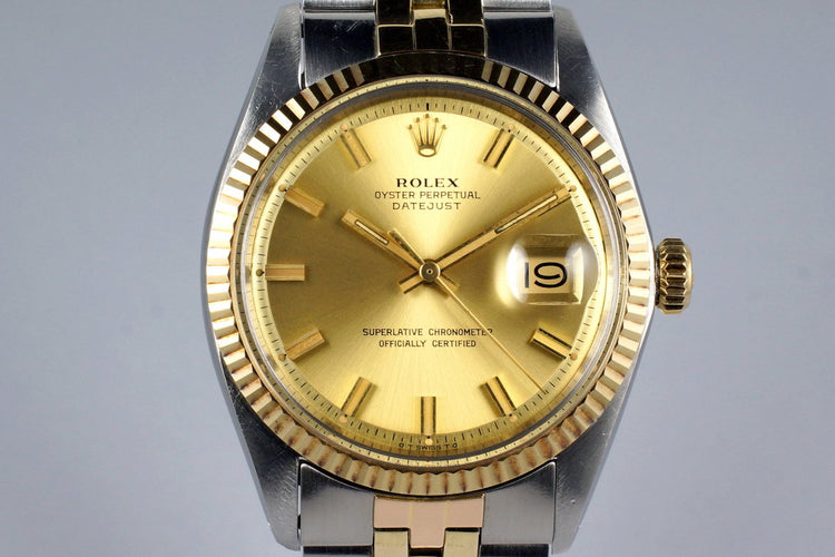 1972 Rolex Two Tone Datejust 1601 Champagne 'Wide Boy' Sigma Dial