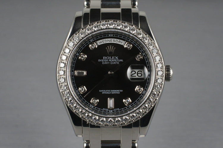 2006 Rolex Platinum Masterpiece Day-Date 18946 Black Diamond Dial and Box and Papers