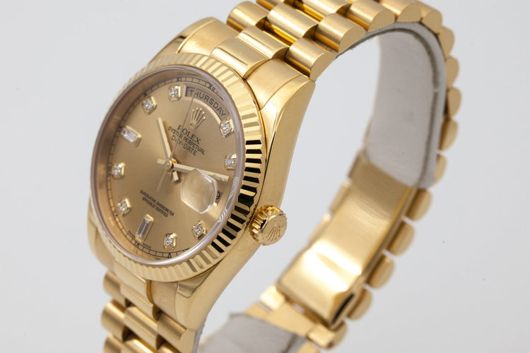 2005 Rolex YG Day-Date 118238A with Gold with Diamond