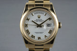 2006 Rolex YG Day-Date 118208 White Roman Dial with Box and Papers