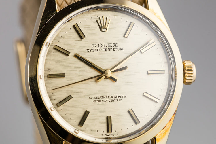 1972 Rolex Gold Shell Oyster Perpetual 1004 Mosaic Dial