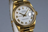 1995 Rolex YG MidSize Datejust 68278 White Roman Dial with Box and Papers