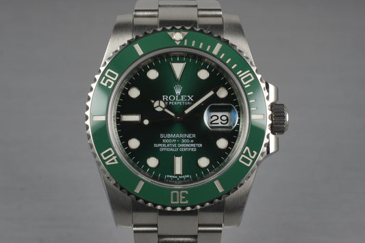 2010 Rolex Green Submariner 116610V with Box and Papers