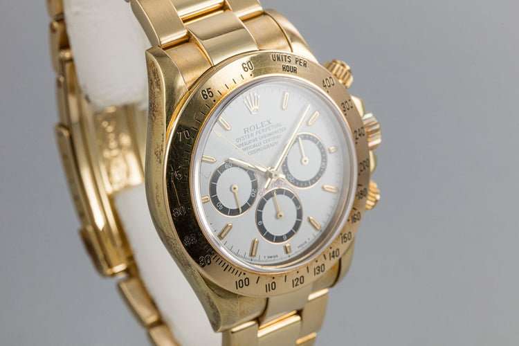 1993 Rolex 18K YG Daytona 16528 White "Inverted 6" Dial with Box and Papers
