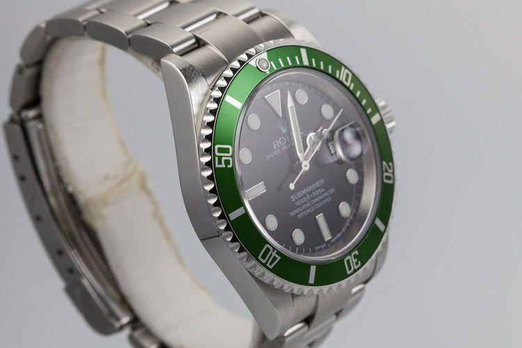 2003 Rolex Submariner 16610LV Green Bezel with Box and Papers