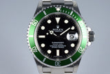 2006 Rolex Green Submariner 16610V with Box and Papers