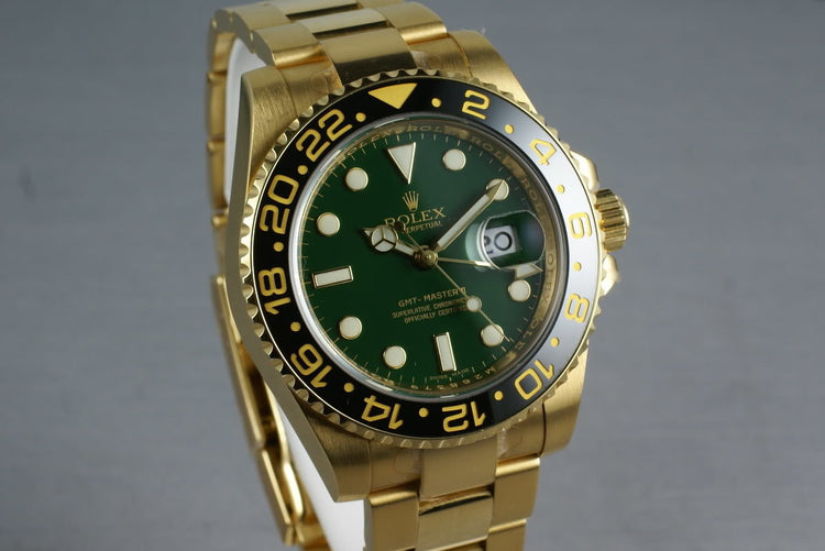 Rolex Ceramic GMT 18K GREEN Dial 116718 with box and papers