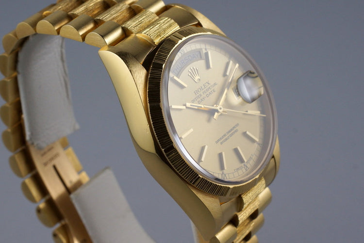 1987 Rolex YG Bark Day Date 18078 Champagne Dial