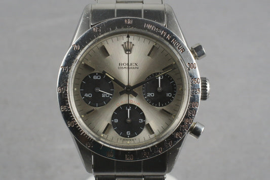 Rolex Daytona 6239 with Rare Silver dial with RED Daytona printing