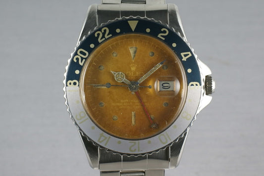 Rolex GMT 1675 Pointy Crown Guards Chapter Ring ultra light brown dial