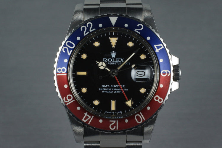 1986 Rolex GMT 16750 with Japanese Service Papers.
