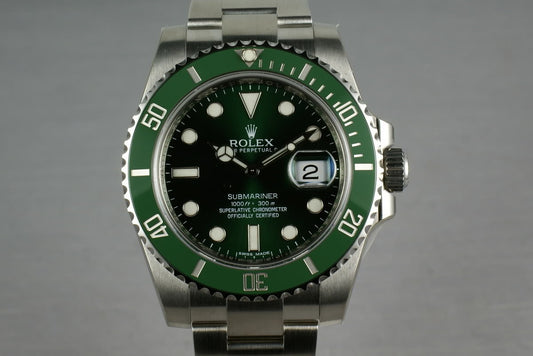 Ceramic Rolex GREEN Submariner 116610V  Box and Papers Brand New