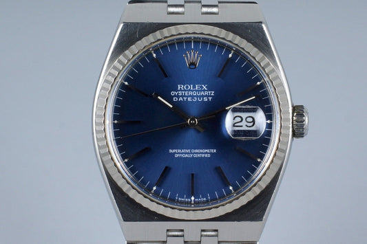 1991 Rolex OysterQuartz Datejust 17014 with Box and Papers