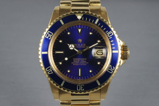 1969 Rolex YG Submariner 1680 with Blue Dial