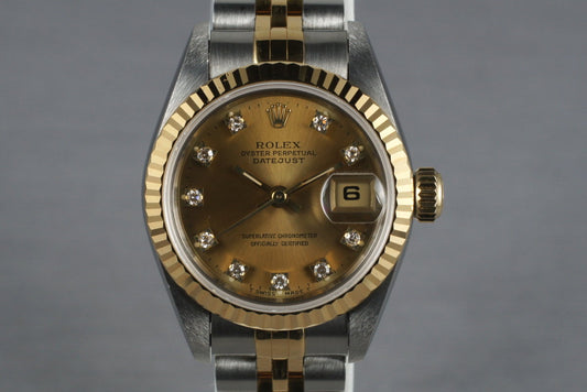 1993 Ladies Rolex Two Tone Datejust 69173 Factory Diamond Dial with Box and Papers