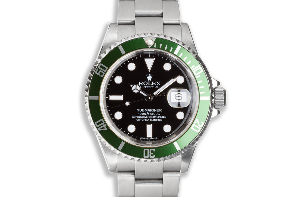 2007 Green Anniversary Rolex Submariner 16610LV with Box and Papers