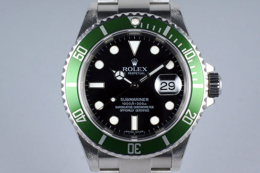 2006 Rolex Green Submariner 16610V with Box and Papers