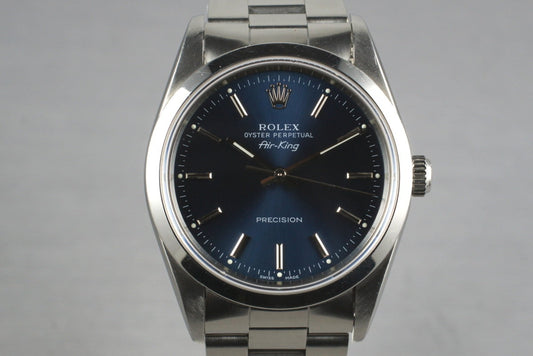 1991 Rolex Air King 14000 Blue Dial with Box and Papers