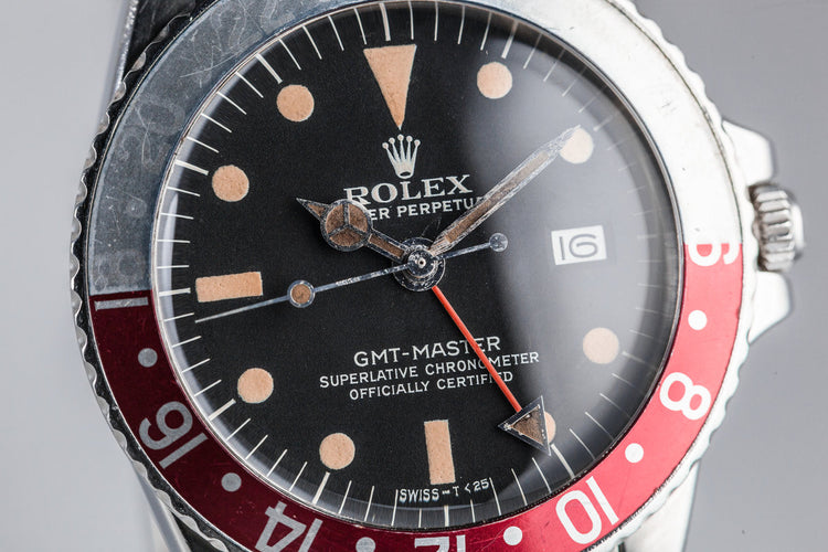 1971 Rolex GMT-Master 1675 with Faded Pepsi insert and No Cyclops Crystal