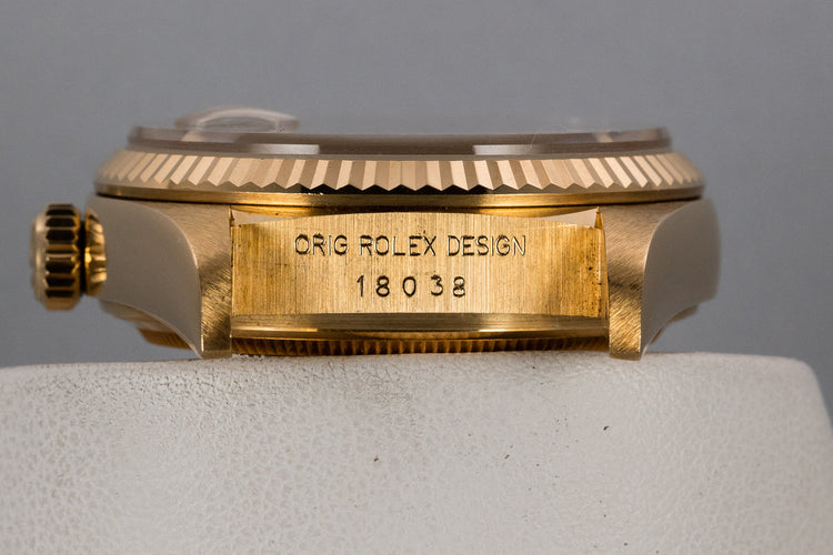 1985 Rolex 18K YG Day-Date 18038 with Matte Champagne Diamond Dial