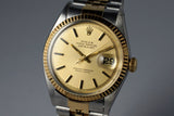 1968 Rolex Two Tone DateJust 1601Non-Luminous Matte Champagne Dial