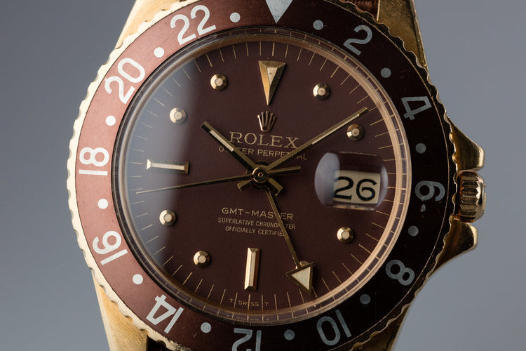 1967 18K YG Rolex GMT-Master 1675 with Brown Nipple Dial and Concorde Hands