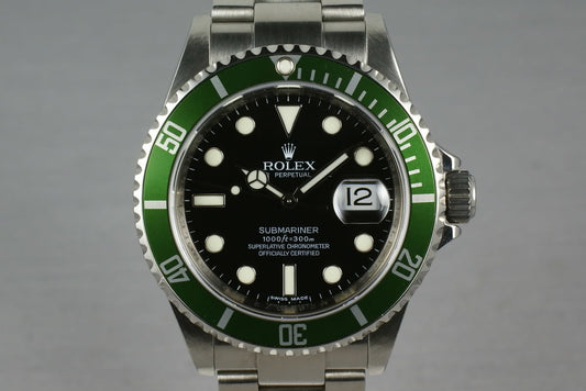 Rolex Green Submariner 16610 LV M Serial with Box and Papers