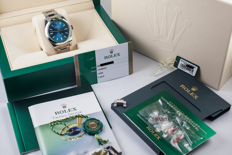 2016 Rolex Milgauss116400GV Blue Dial with Box and Papers