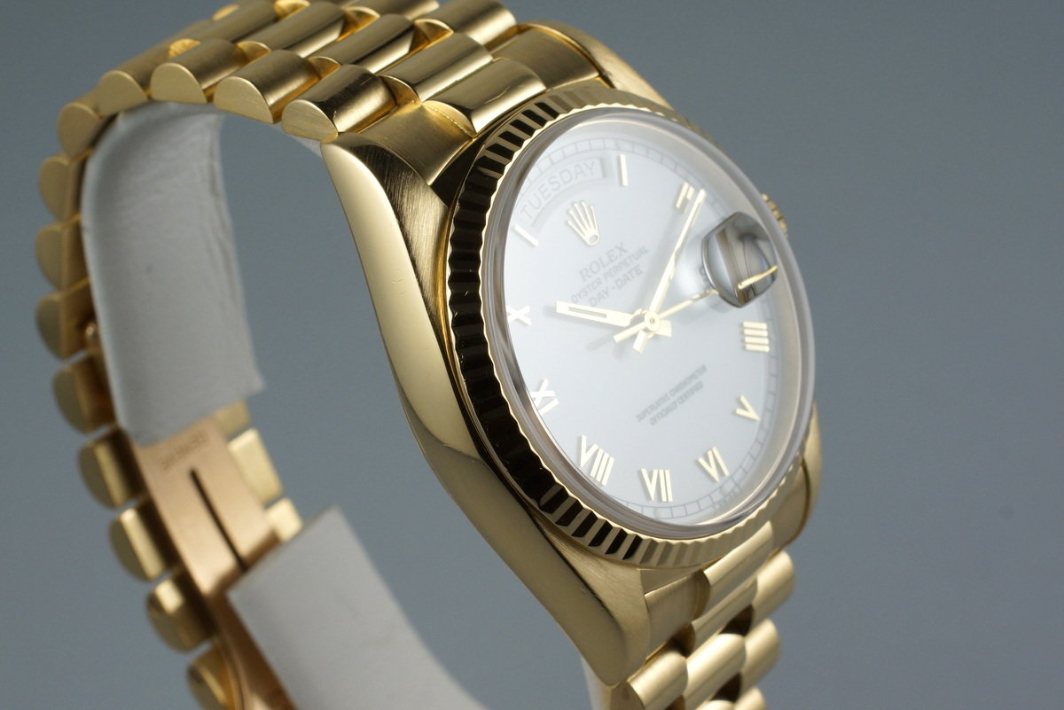 HQ Milton - 1982 Rolex YG Day Date 18038 with White Roman Dial