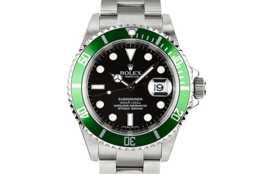 Mint 2007 Rolex Green Anniversary Submariner 16610LV with Box and Papers