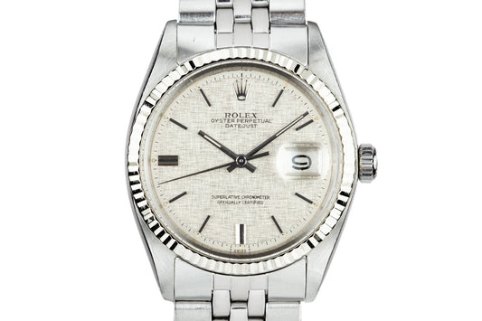 1971 Rolex DateJust 1601 Linen Dial with Box and Papers