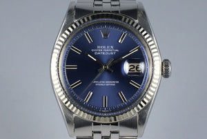 1971 Rolex DateJust 1601 Non-Luminous Blue Dial