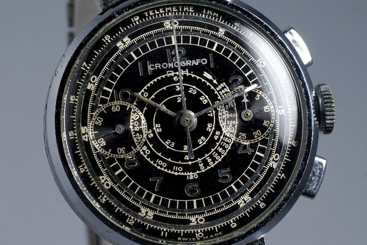 Vintage Cronografo D.H. 2-Register Chronograph with Black Dial