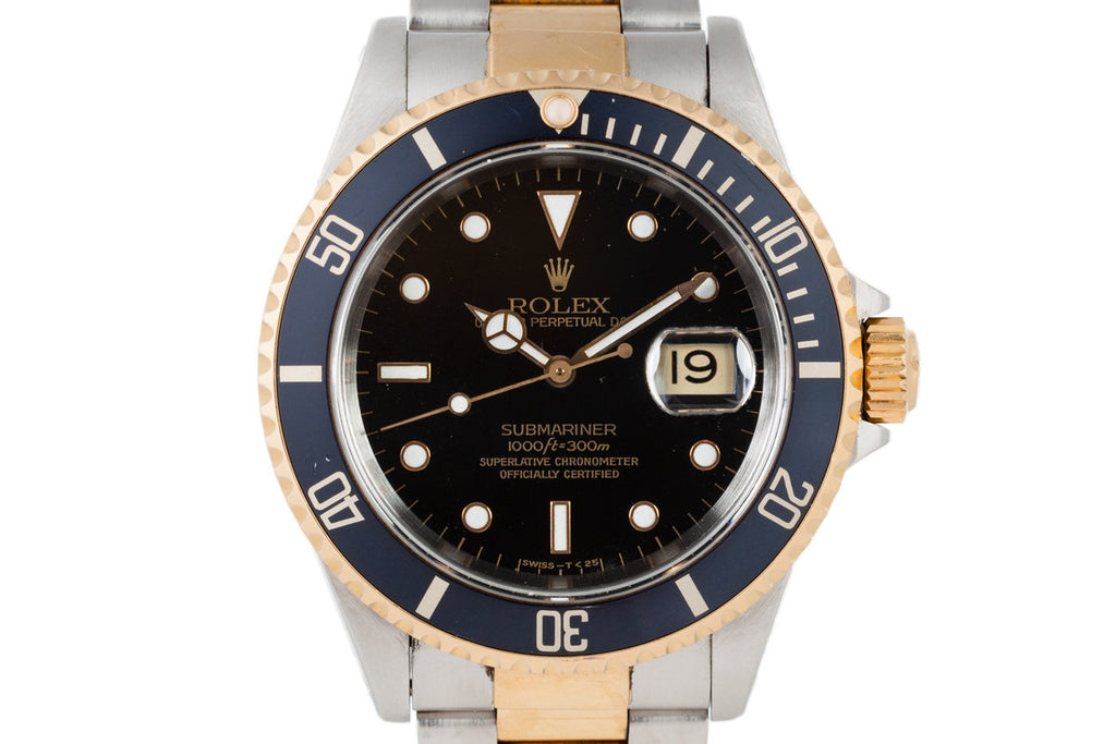 1991 Rolex Two Tone Black Submariner 16613 with Papers