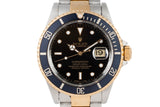 1991 Rolex Two Tone Black Submariner 16613 with Papers