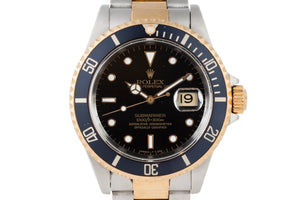 1991 Rolex Two Tone Black Submariner 16613 with Papers