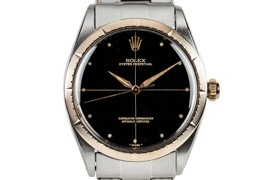 1966 Rolex Two Tone Oyster Perpetual 1008 With Gilt Zephyr Dial and Bezel and Box and Papers