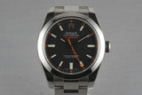 Rolex Milgauss BLACK Dial  116400  with Box and Papers