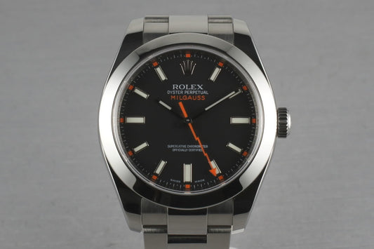 Rolex Milgauss BLACK Dial  116400  with Box and Papers