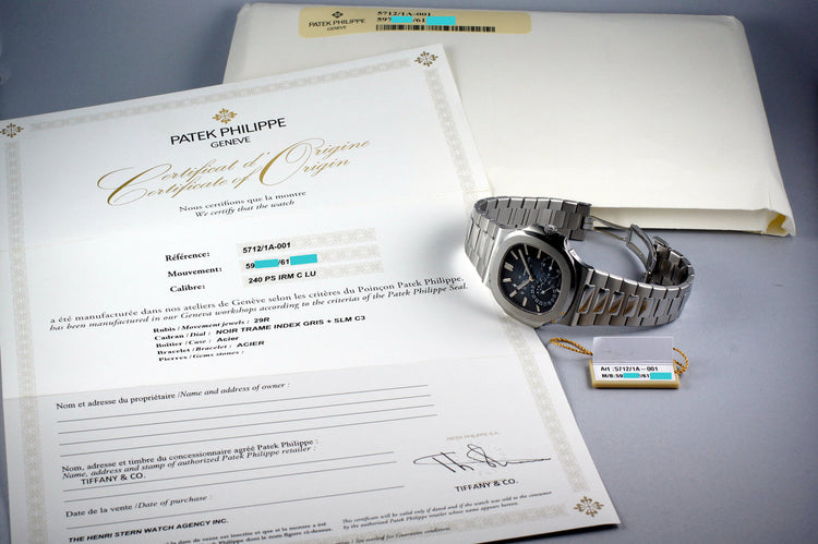 2016 Patek Philippe Nautilus 5712/1A Tiffany & Co, with Box and Open Papers MINT