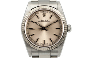 1999 Rolex MidSize Oyster Perpetual 77014 Silver Dial