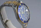 2004 Rolex Two Tone Blue Submariner 16613 with Box and Papers