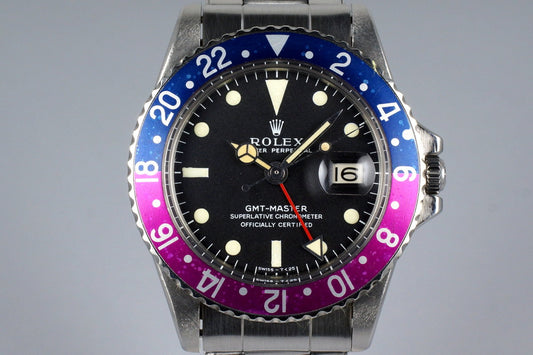 1967 Rolex GMT 1675 Mark I Dial and Fuchsia Insert with Box and Papers