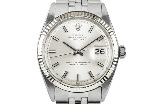 1972 Rolex DateJust 1601 Silver Dial with No Lume Dial