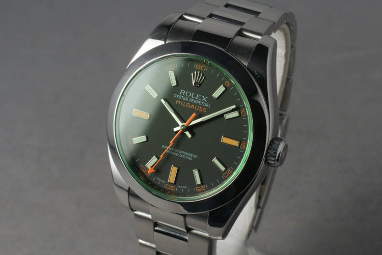 2007 Rolex Milgauss Green 116400GV with Box and Papers