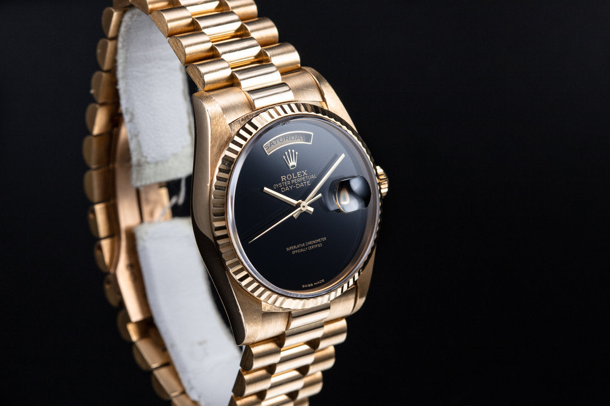 HQ Milton - 1989 Rolex 18K Day-Date 18238 with Onyx Stone Dial