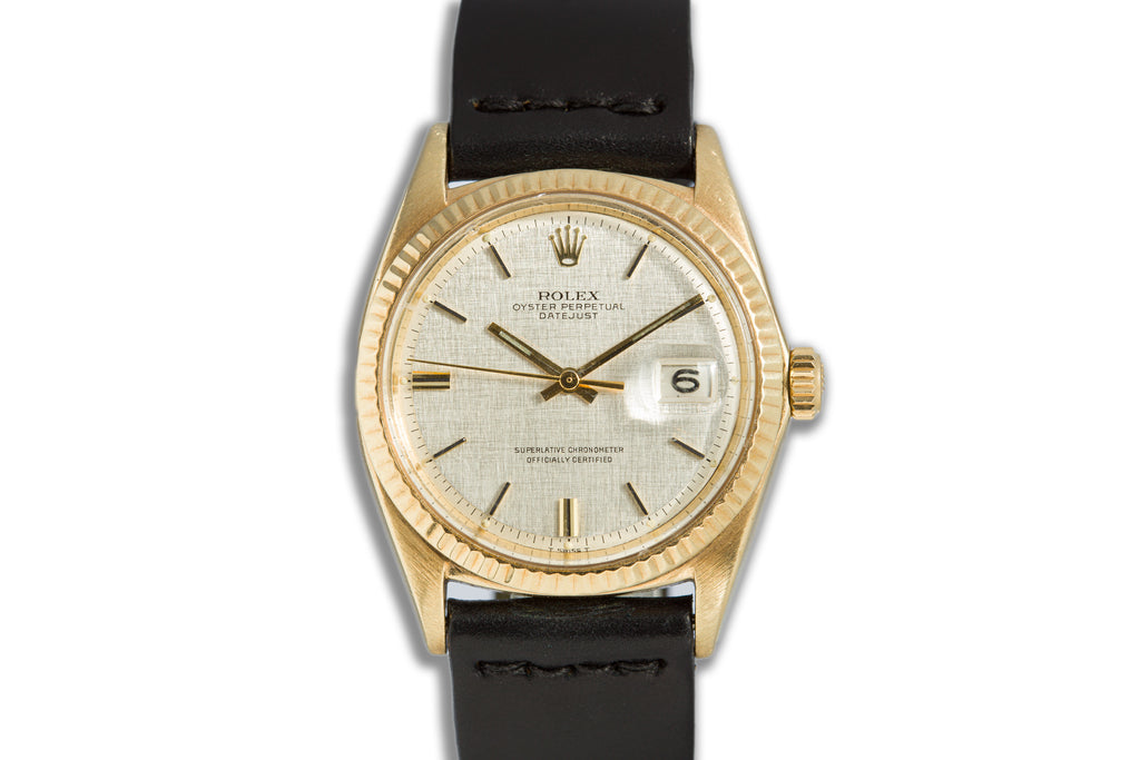 1969 Rolex 18k DateJust 1601 with Linen Dial